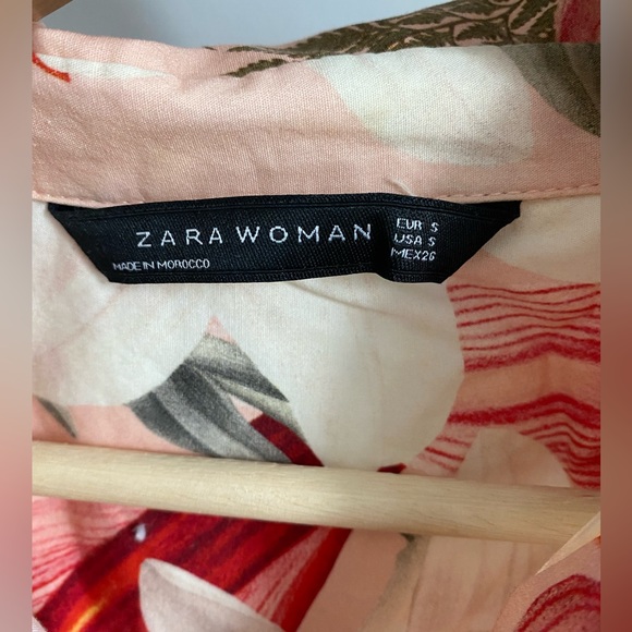 Zara Woman Small size cotton long sleeve dress with flowers - Picture 3 of 3